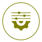 Green gear and sliders icon in circle.