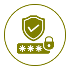 Secure password icon with shield and lock.