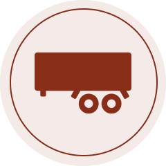 Truck trailer icon in circular frame.
